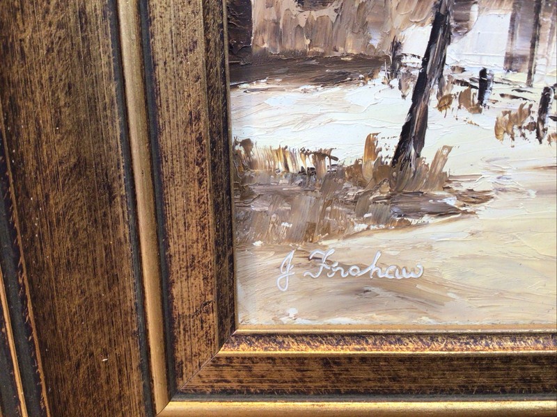 Artist J Forshaw Pair Of Painting Bush Huts Framed Oils 1980s gallery