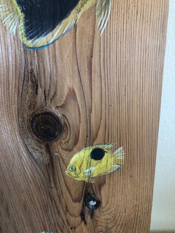 Christi Mathews "3 Rock Beauties" #313 Acrylic on Cedar Shingle 15x5 Texas gallery