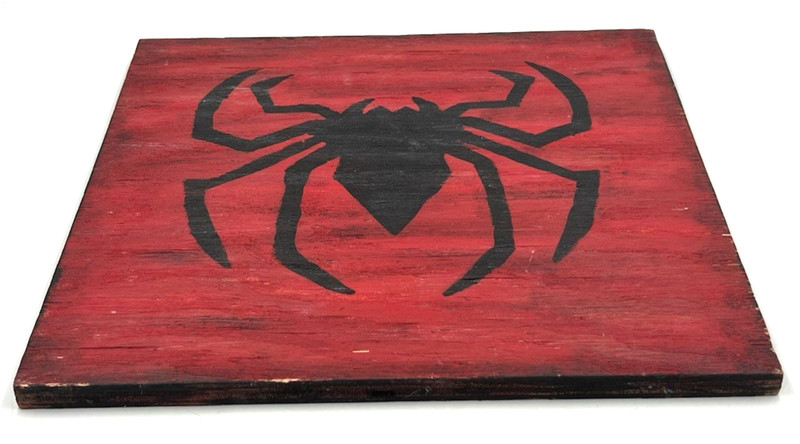 Spider-Man Art Hand Painted Wood Board Signed M Keely 2015 Marvel Wall Decor 12" gallery