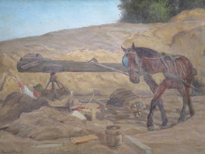 MAX STAHLSCHMIDT ANTIQUE 19TH 20TH CENTURY ARTIST PAINTING CONSTRUCTION HORSE gallery