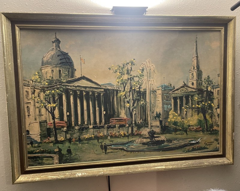 Vintage Oil Painting Italian Street Scene Art Snapper