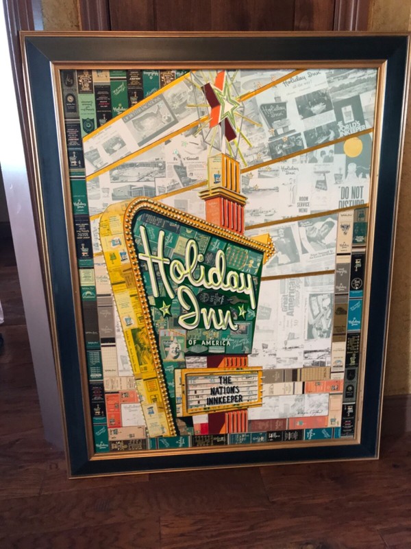 VINTAGE HOLIDAY INN SIGN PAINTING 43” X 36” FRAMED SIGNED BY DOUGLAS GIFFORD gallery