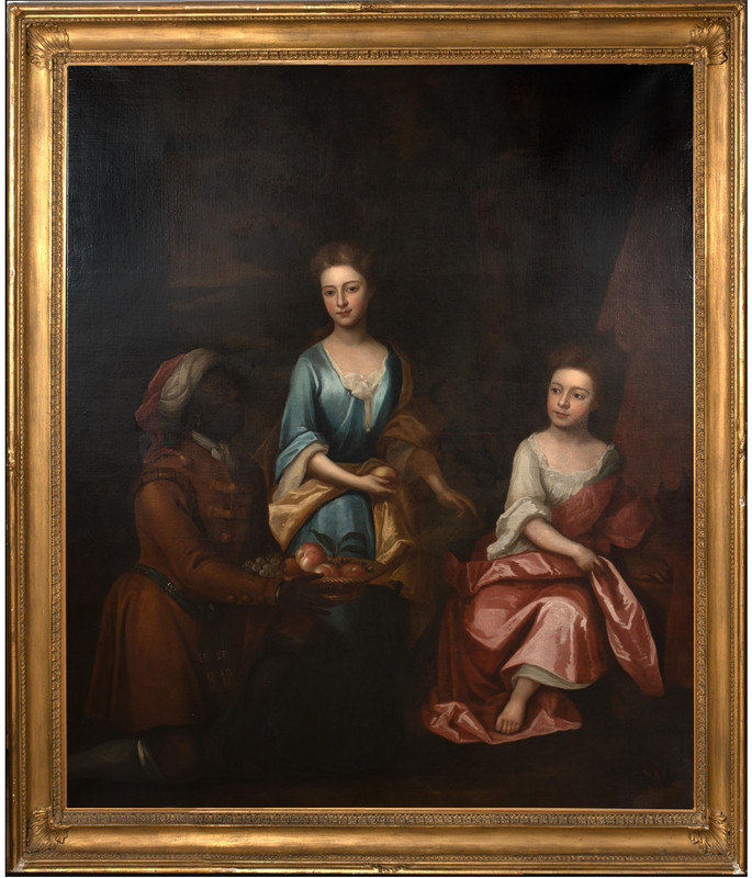 Huge 17th Century English Portrait 2 Sisters & Black Servant Sir Godfrey KNELLER