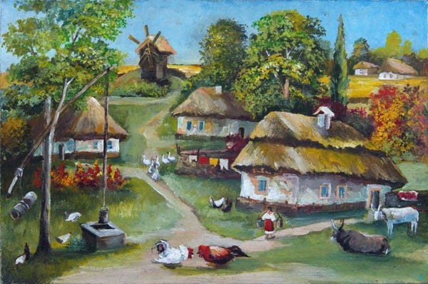 Summer in the Village | Oil on Canvas | Painting