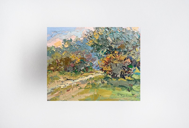 Oil painting Summer day Ukrainian painter Canvas original landscape decor art