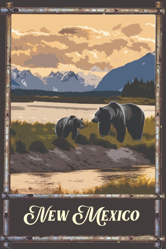 New Mexico Black Bears Travel Poster art Prints Framed Or Canvas Wildlife gallery
