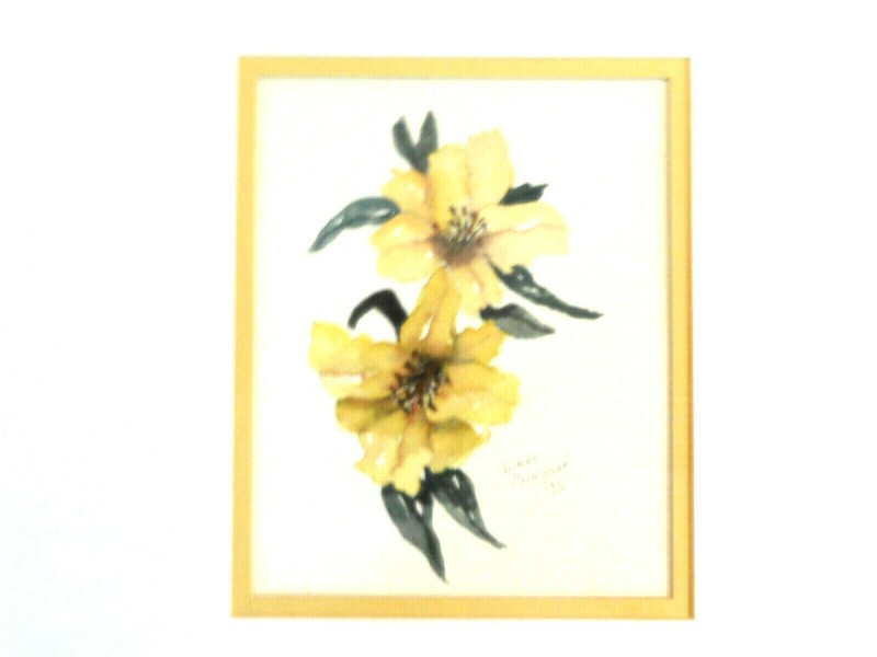 Linda Simpson 1995 signed original watercolor "Yellow Lilly's" gallery