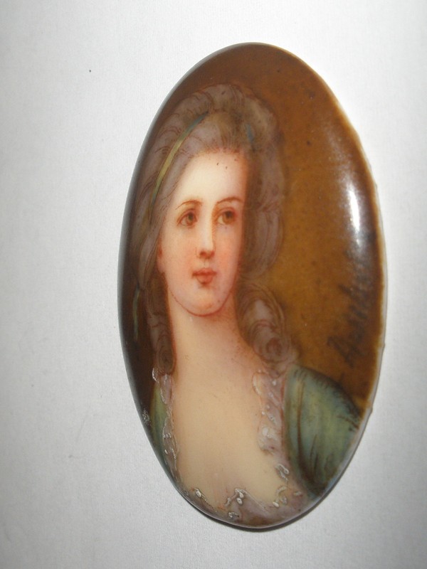 Antique Victorian Firenze porcelain Painted Miniature Portrait of Grafin Potocka gallery
