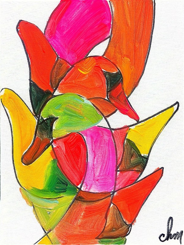 12×16 “Get Your Ducks In A Row”Surrealism Handmade Original Colorful Unique Art