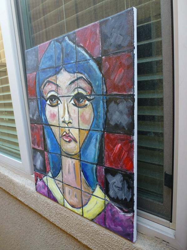 A CHECKERED PAST Cubism style oil painting 16x20 canvas original signed CROWELL gallery