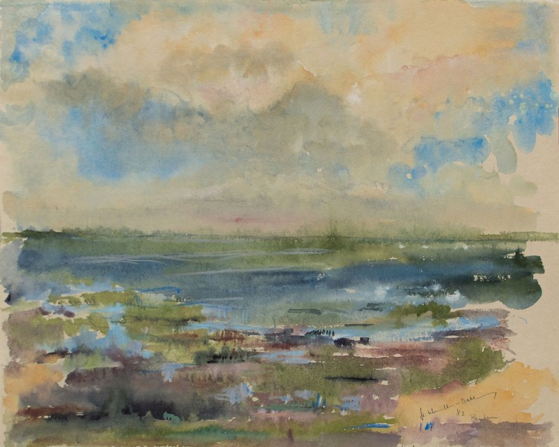 Gerhard Schulte-Dahling Rantum Sylt Landscape Postwar Signed Watercolor 1982 gallery