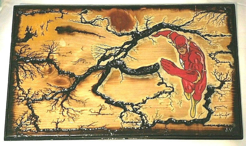 NEW! Lichtenburg woodburning artwork with Flash 18″ x 11″