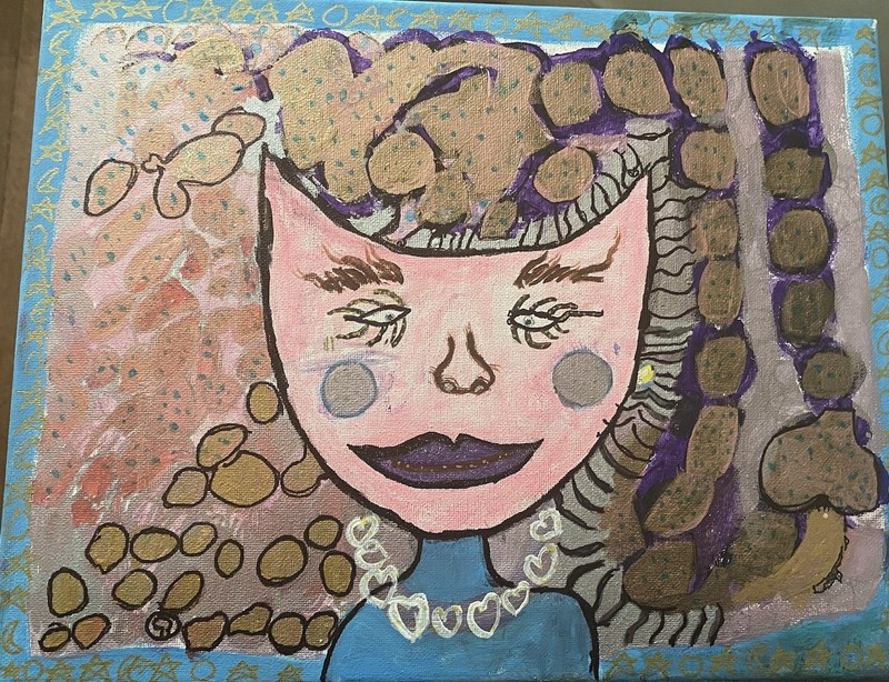 Original Hand-Painted Abstract Woman Portrait Painting, Contemporary Art