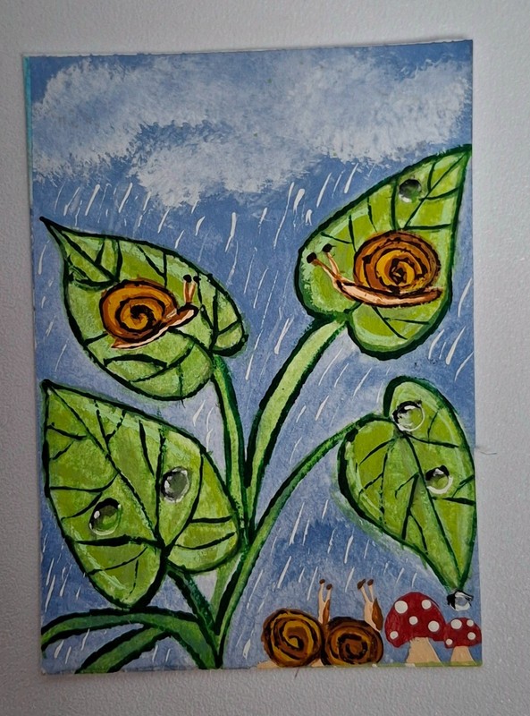 Slippery Snails -aceo original art card