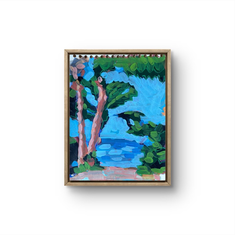 MER ORIGINAL LOOSE EXPRESSIVE TROPICAL LANDSCAPE POSTER PAPER ART 11X14