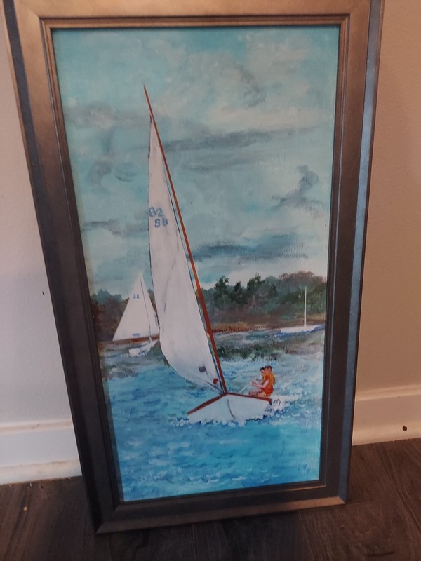 Original Sailing Sailboats Acrylic On Canvas 10×20 Signed
