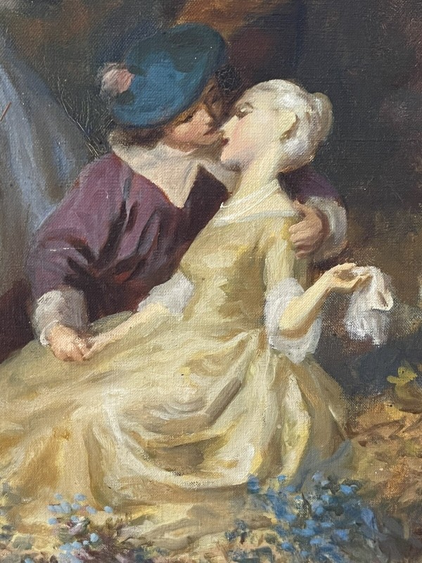 NANDOR VIDAY VIDAI BRENNER ROCOCO ROMANCE OIL PAINTING ART BLIND MAN’S BLUFF COA gallery
