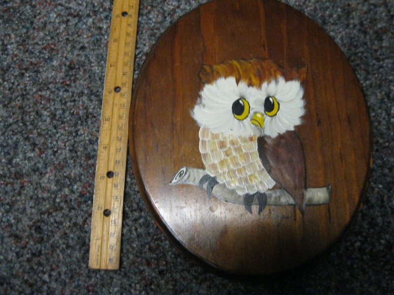 Owl Painting on Wood Signed Hand Painted Vintage 1970’s Retro Dublin California