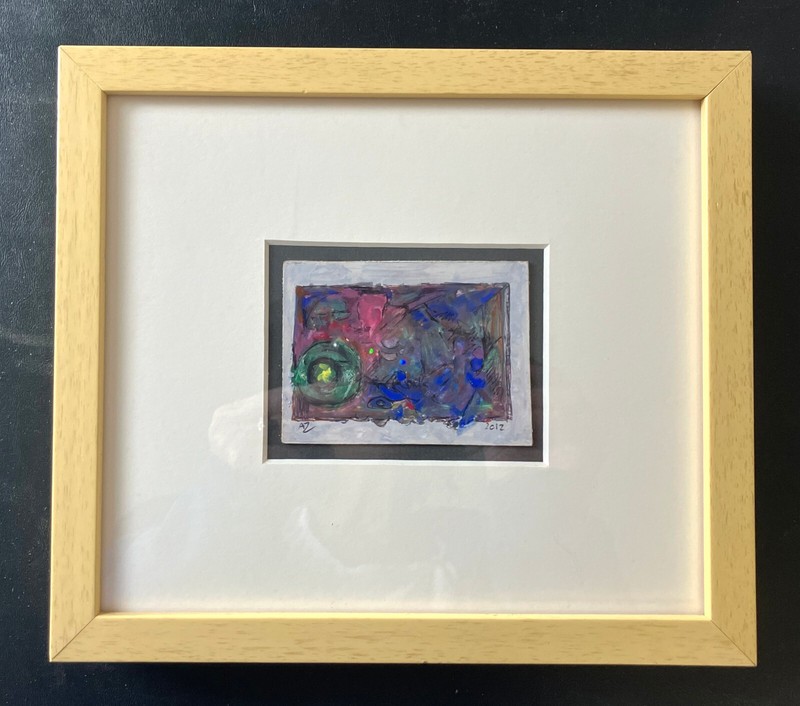 Small Abstract Acrylic Painting by Andrew Zietkiewicz Matted Framed Artwork