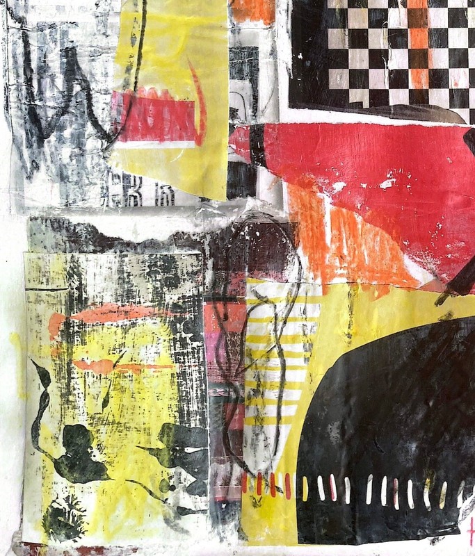 Hand Painted Abstract 11x14 Acrylic Collage Painting on Paper, Holly Hammond gallery