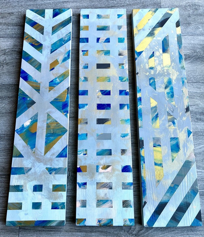 Wood painting, Abstract Art, Wood Art, Gold & Blue, Wall Art, Home Decor