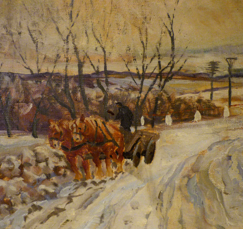 ALFRED BRAENDGAARD ANDERSEN! WINTER LANDSCAPE WITH HORSE AND FIGURE. gallery