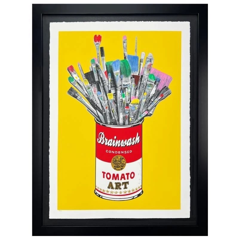 Mr. Brainwash- Original Mixed Media on Deckled paper «Tomato Pop-yellow»