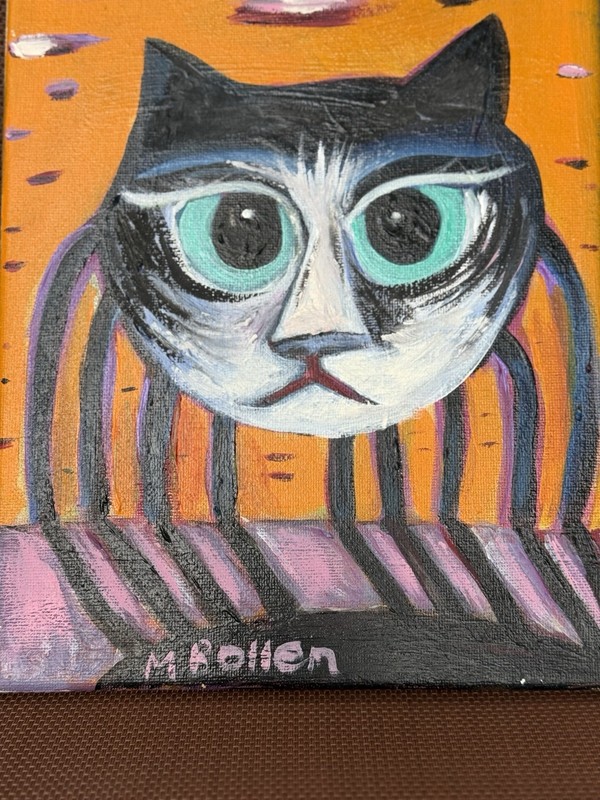 Spider Cat Halloween Original Painting MBollen Spooky Fall Mash Up Modern gallery