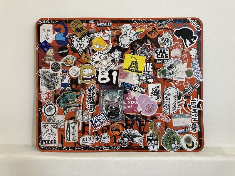 Graffiti Art : Sticker Slap Slab On A Road Sign From San Francisco 2025 : 30×24