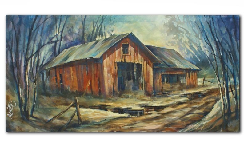 country home art forgott barn moody painting Original Michael Lang