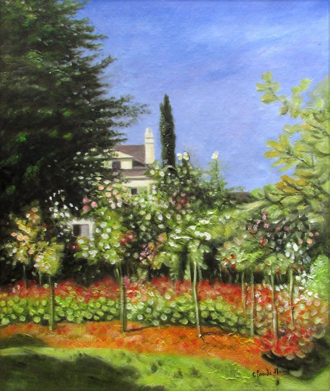 Framed Claude Garden in Bloom Repro, Quality Hand Painted Oil Painting, 20x24in gallery