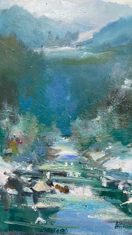 Oil painting Deep winter Ukrainian painter Canvas Framed original landscape art gallery