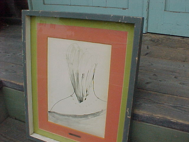 W/C SIGNED MID CENTURY MODERN / WOMANS EROTIC PAINTING of her BACK & NECK