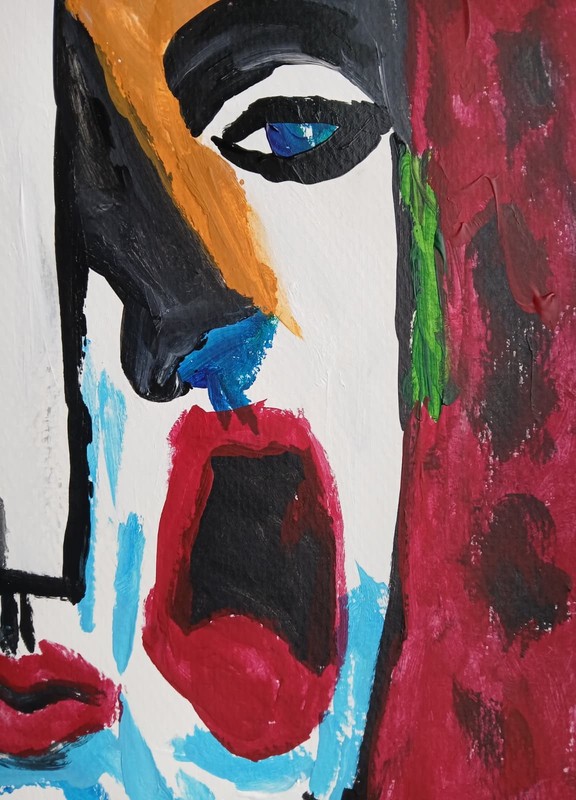 Abstract/Expressionism 11x14 Cubic Scream Face Signed Modern Street Art Painting gallery