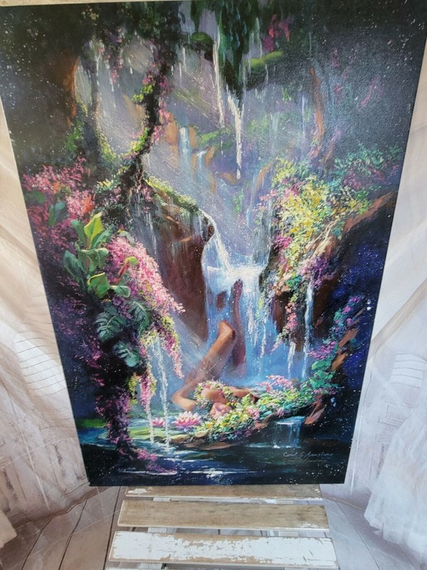 Carl g Armstrong Lady of the falls painting nude woman a acrylic large art