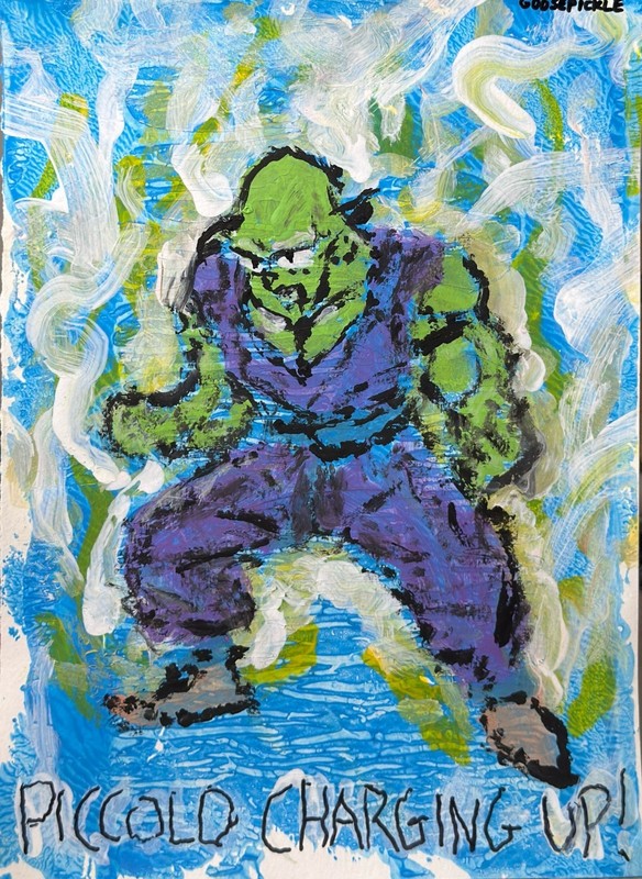GOOSEPICKLE #19 Charging Up Alien 9×12 Inch Impressionism Original Paper Art