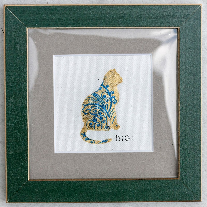* DiGi MINI PAINTING * Original Artwork by DiGi in a Small Folk Art Frame
