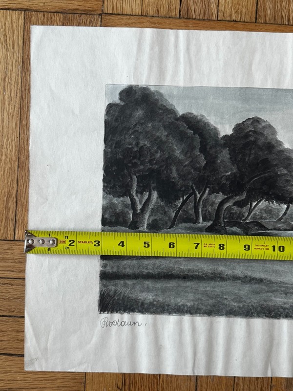 RARE Austrian Secessionist Gouache Painting Paper Johannes Fischer Signed 1937 gallery