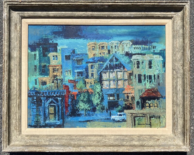 LA California Painting Bunker Hill Cityscape Listed Artist Dorothy Sklar 18×24
