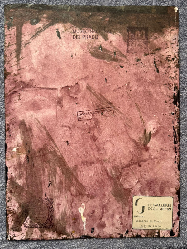 LEONARDO DA VINCI painting drawing on old paper signed stamped gallery