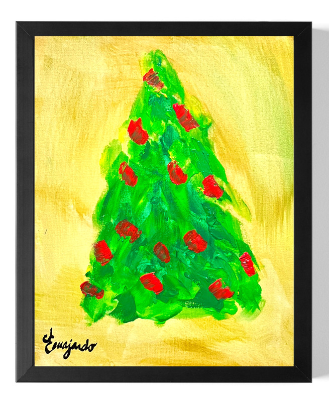 Guajardo Art: Tree 14X11 Original Canvas Signed Art Whimsical Home Decor