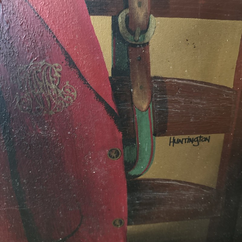 Polo Players Sport Red Team Vintage Painting Signed gallery