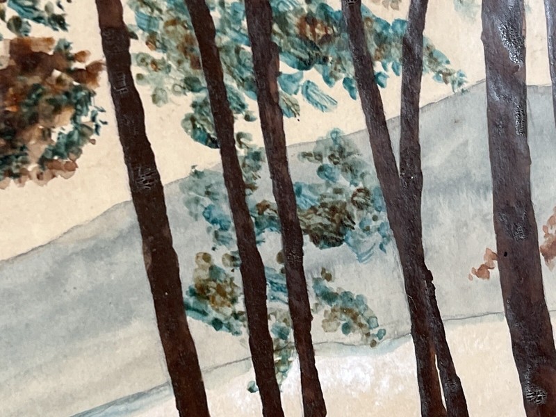 ATQ OOAK ORIGINAL WATERCOLOR SIGNED 1915 ATQ framing & glass 16x22’’ Lake Scene gallery