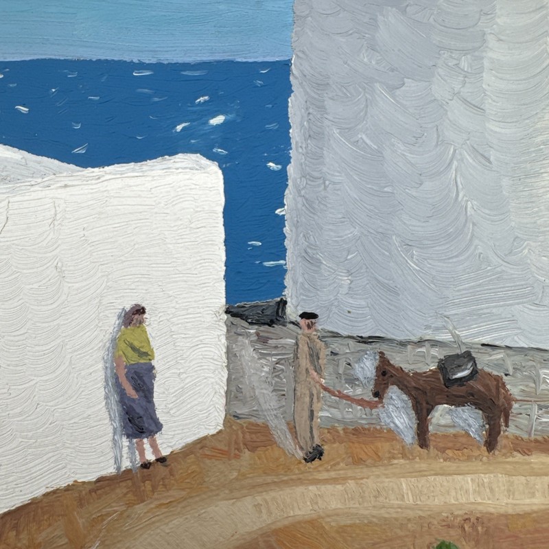 Vintage Mykonos Greece "the Windmill" Oil Painting Signed Myrone House 61 gallery
