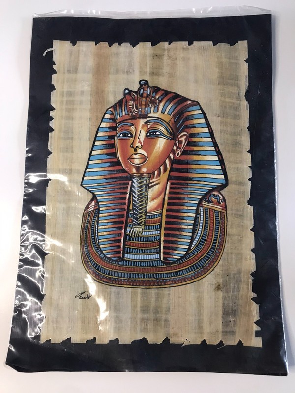 Egyptian Papyrus Painting King Tut Delta Papyrus Factory Tutankhamun Mask Art