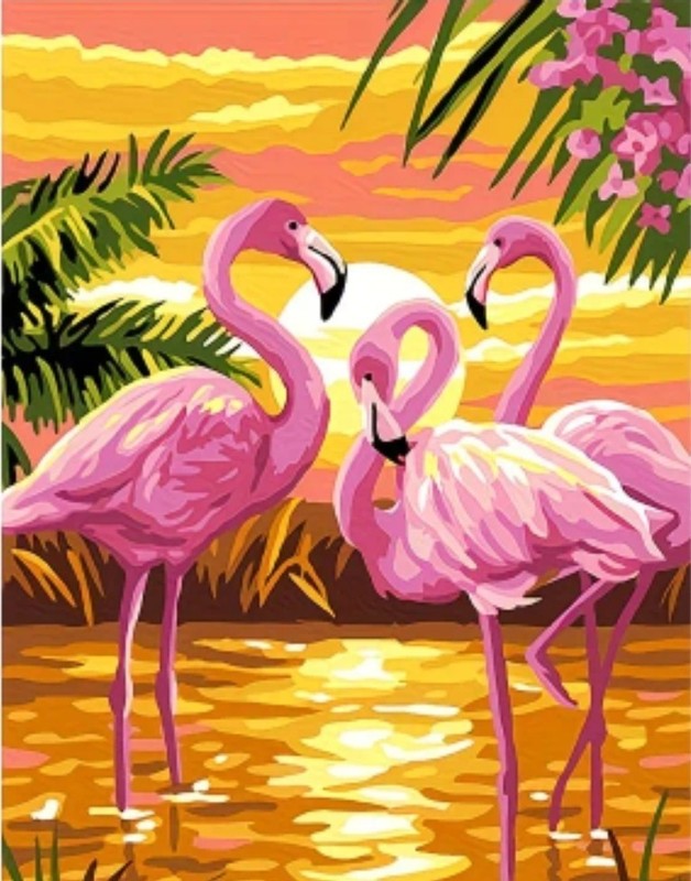 DIY Flamingos Sunset Tropical Diamond Painting Kit (30×40 cm) D6