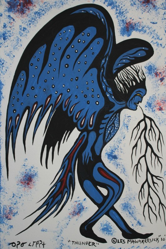 2010 Les Mawakeesick 7×11 in. «Thunder» original acrylic on paper