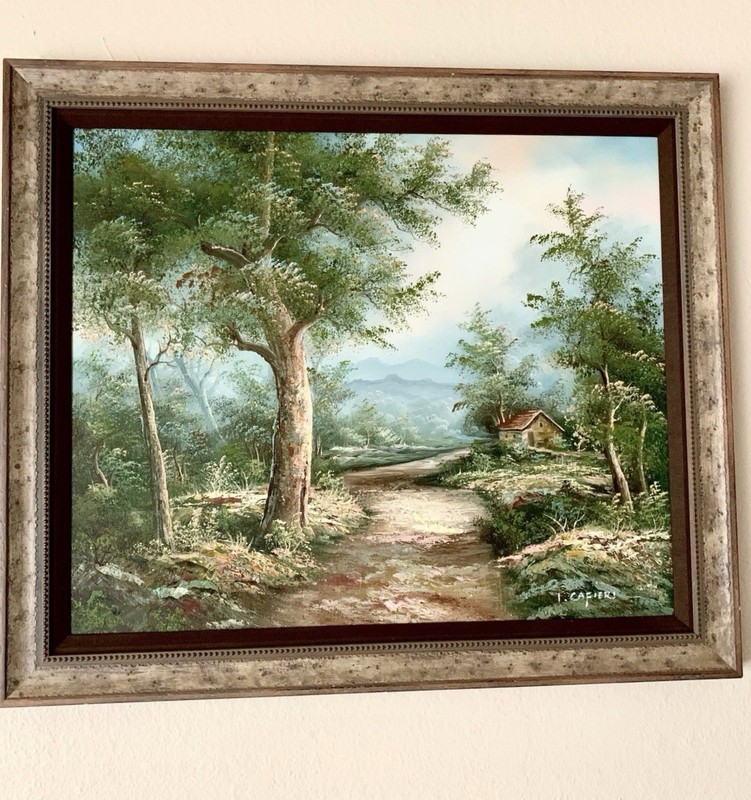 Original Irene Cafieri Oil Painting American Landscape Nature Art 30×41 Framed