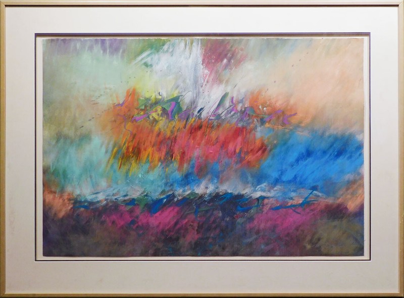 Mark Dickson UNTITLED Mix Media,Pastel and Watercolor Abstract Hand Signed