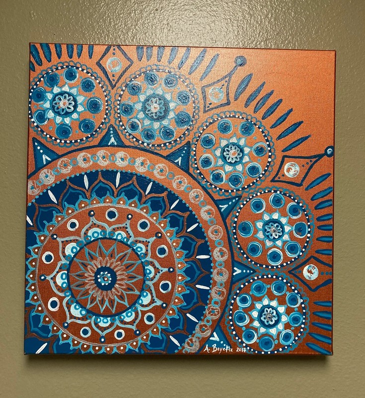 Abstract Painting MANDALA Acrylic Zen Spiritual Buddhism Meditate Circle Canvas
